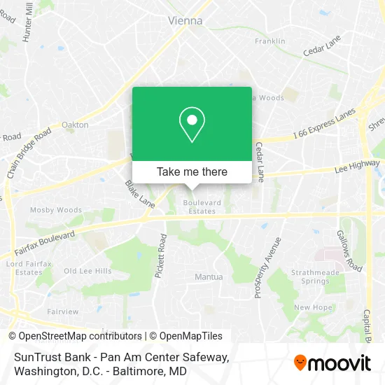 Mapa de SunTrust Bank - Pan Am Center Safeway