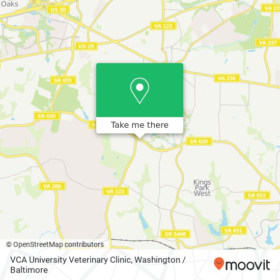 Mapa de VCA University Veterinary Clinic