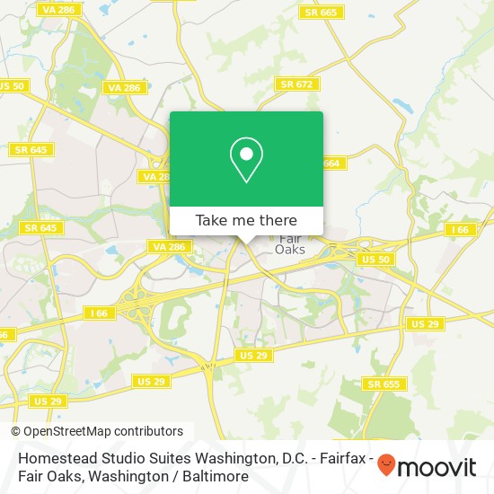 Mapa de Homestead Studio Suites Washington, D.C. - Fairfax - Fair Oaks