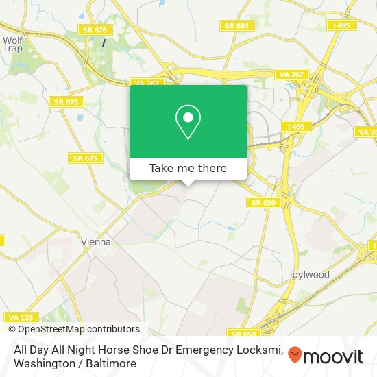 Mapa de All Day All Night Horse Shoe Dr Emergency Locksmi