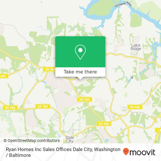 Mapa de Ryan Homes Inc Sales Offices Dale City