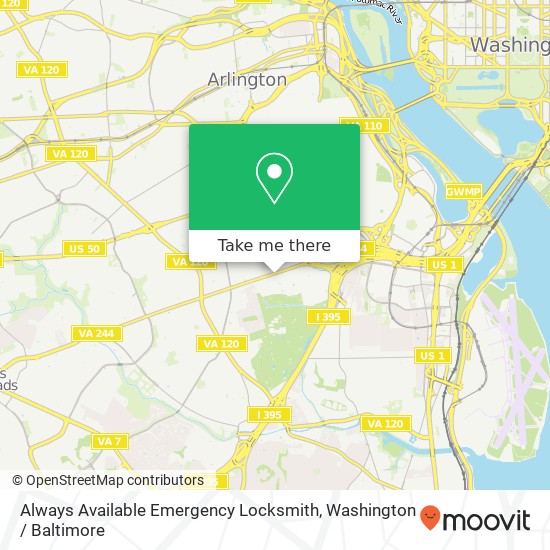 Mapa de Always Available Emergency Locksmith