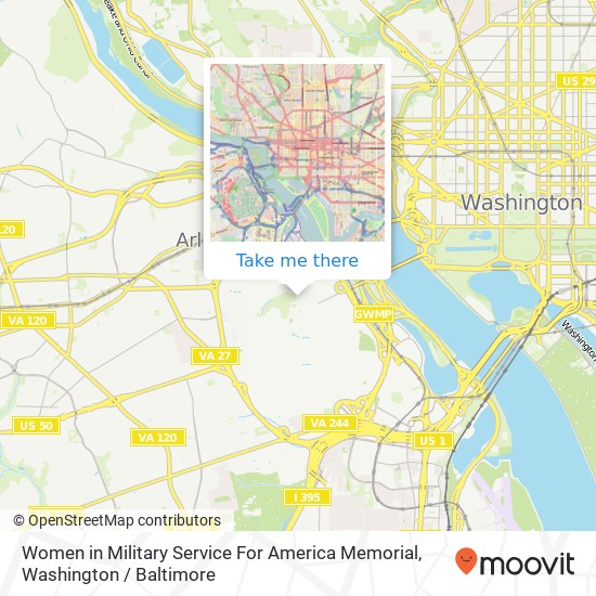 Women in Military Service For America Memorial map
