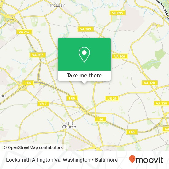 Mapa de Locksmith Arlington Va