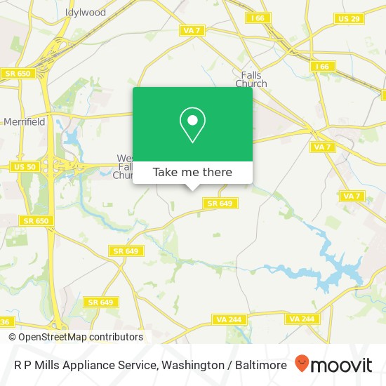 R P Mills Appliance Service map