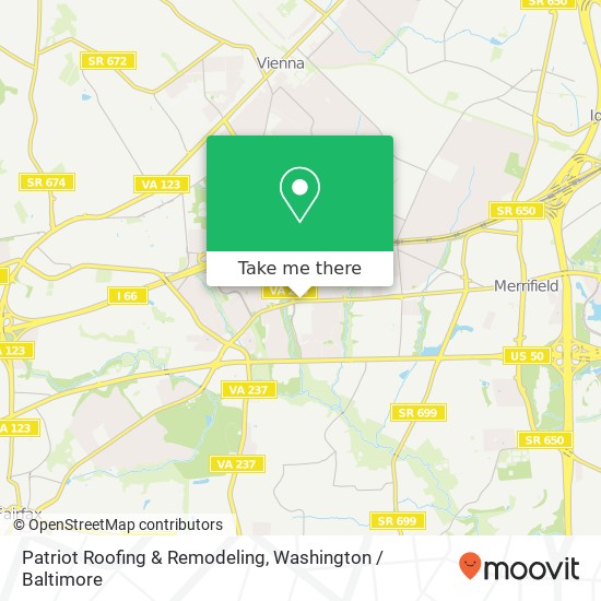 Patriot Roofing & Remodeling map