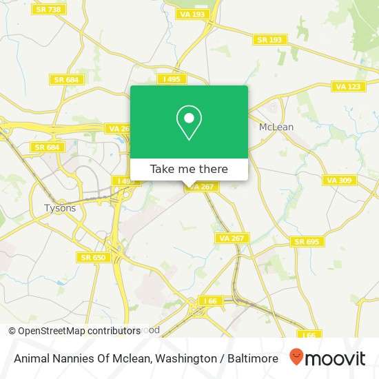 Mapa de Animal Nannies Of Mclean