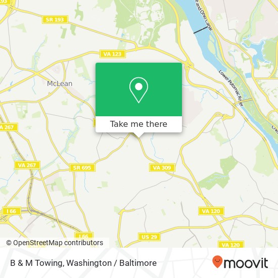 B & M Towing map