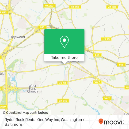 Mapa de Ryder Ruck Rental One Way Inc