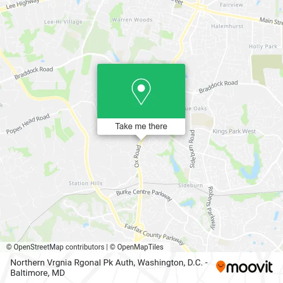 Northern Vrgnia Rgonal Pk Auth map