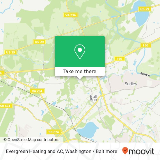 Evergreen Heating and AC map