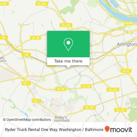 Ryder Truck Rental One Way map