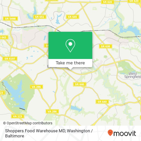 Shoppers Food Warehouse MD map