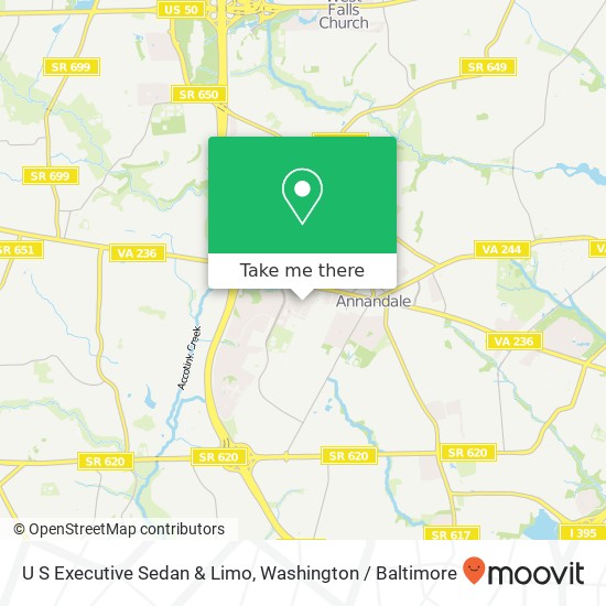 U S Executive Sedan & Limo map