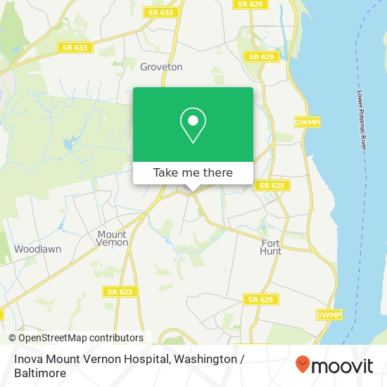 Mapa de Inova Mount Vernon Hospital