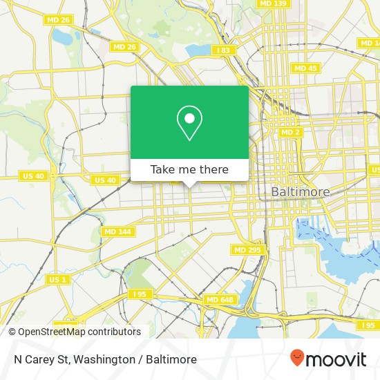 Mapa de N Carey St, Baltimore, MD 21223