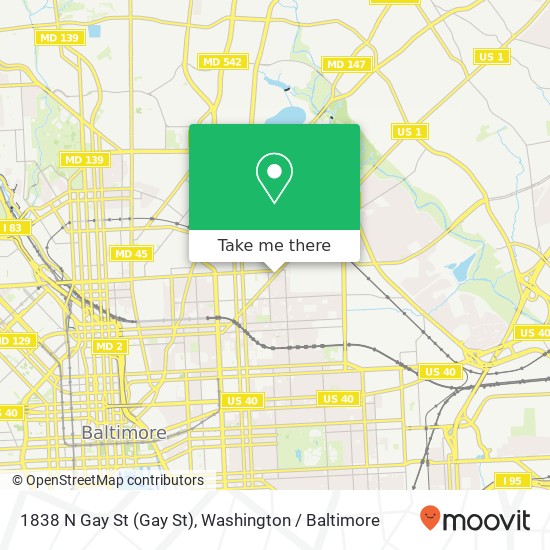 1838 N Gay St (Gay St), Baltimore, MD 21213 map