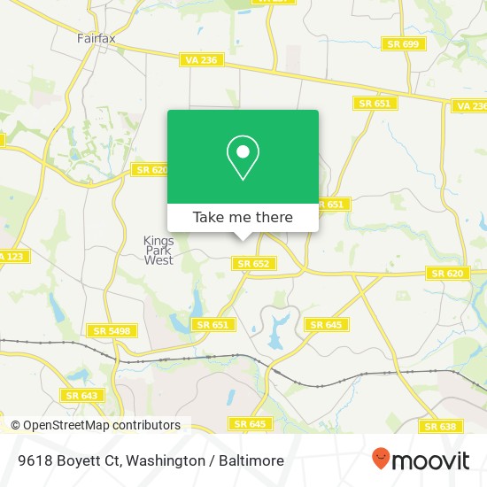 Mapa de 9618 Boyett Ct, Fairfax, VA 22032