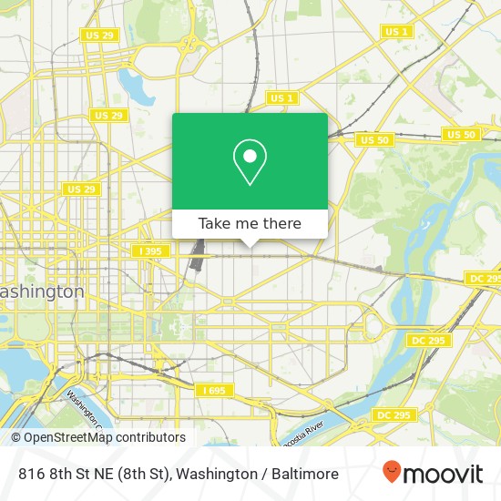 Mapa de 816 8th St NE (8th St), Washington, DC 20002