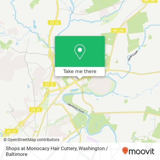 Mapa de Shops at Monocacy Hair Cuttery, 1700 Kingfisher Dr