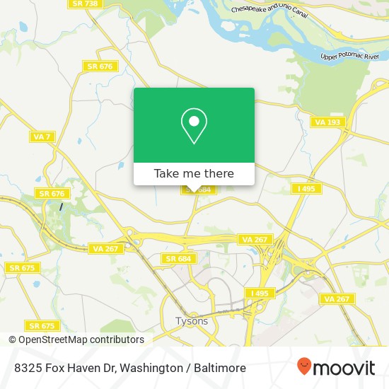 Mapa de 8325 Fox Haven Dr, McLean, VA 22102