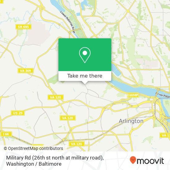 Military Rd (26th st north at military road), Arlington, VA 22207 map