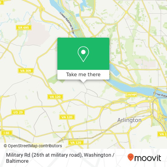Mapa de Military Rd (26th at military road), Arlington, VA 22207