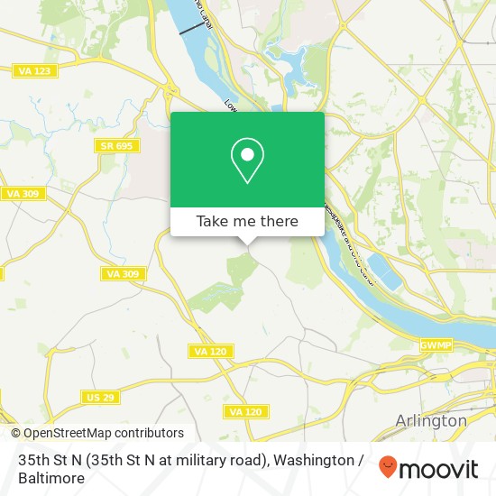 Mapa de 35th St N (35th St N at military road), Arlington, VA 22207