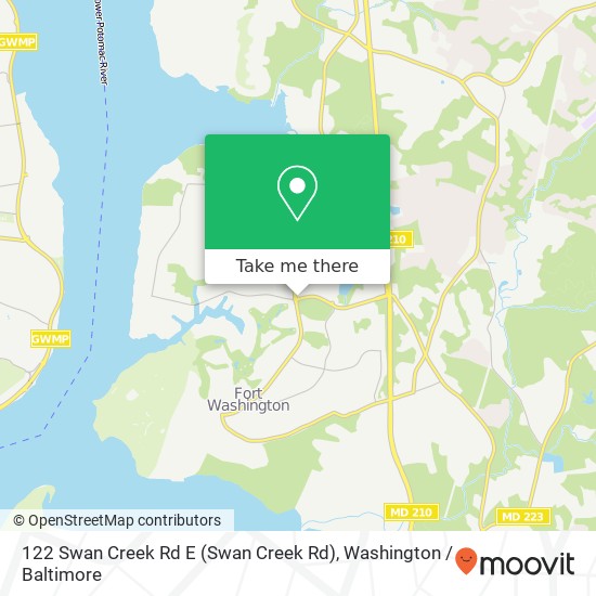 Mapa de 122 Swan Creek Rd E (Swan Creek Rd), Fort Washington, MD 20744