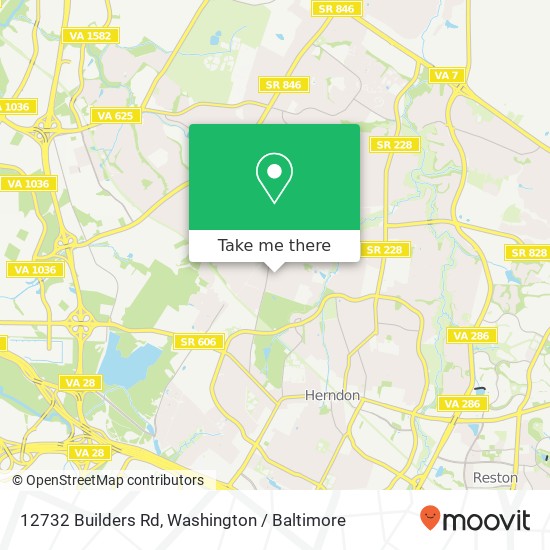 Mapa de 12732 Builders Rd, Herndon, VA 20170
