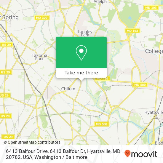 6413 Balfour Drive, 6413 Balfour Dr, Hyattsville, MD 20782, USA map