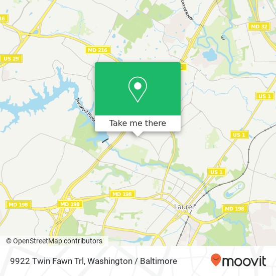 Mapa de 9922 Twin Fawn Trl, Laurel, MD 20723