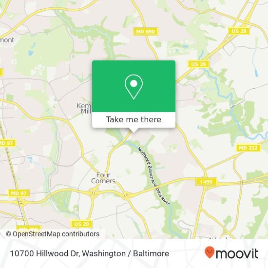 Mapa de 10700 Hillwood Dr, Silver Spring, MD 20901