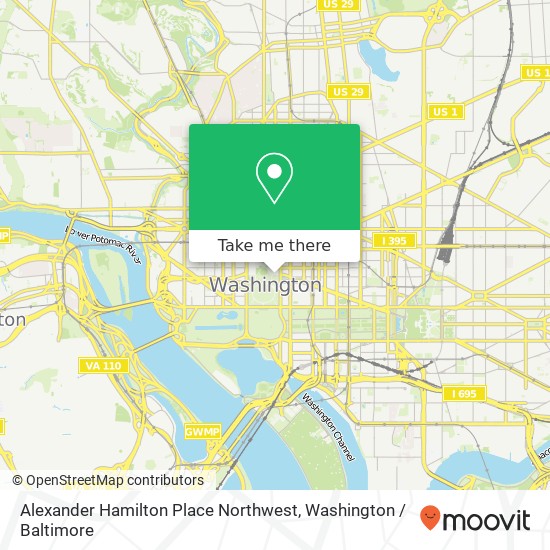 Alexander Hamilton Place Northwest, Alexander Hamilton Pl NW, Washington, DC 20229, USA map