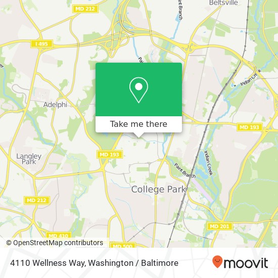 4110 Wellness Way, College Park, MD 20742 map