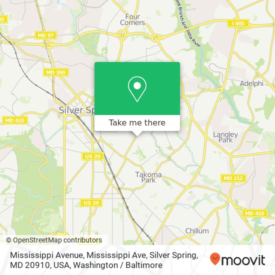 Mississippi Avenue, Mississippi Ave, Silver Spring, MD 20910, USA map