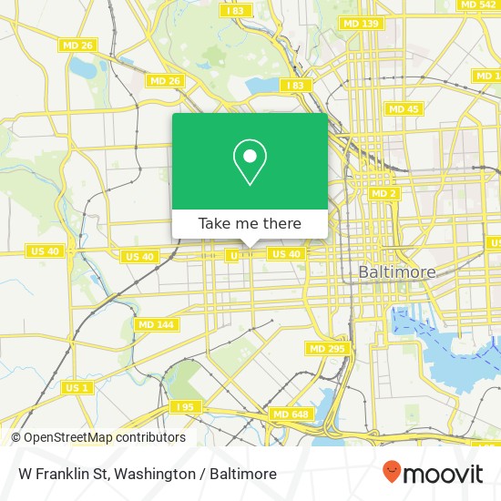 Mapa de W Franklin St, Baltimore (FRANKLIN), MD 21223