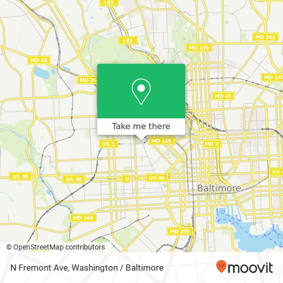 Mapa de N Fremont Ave, Baltimore, MD 21217