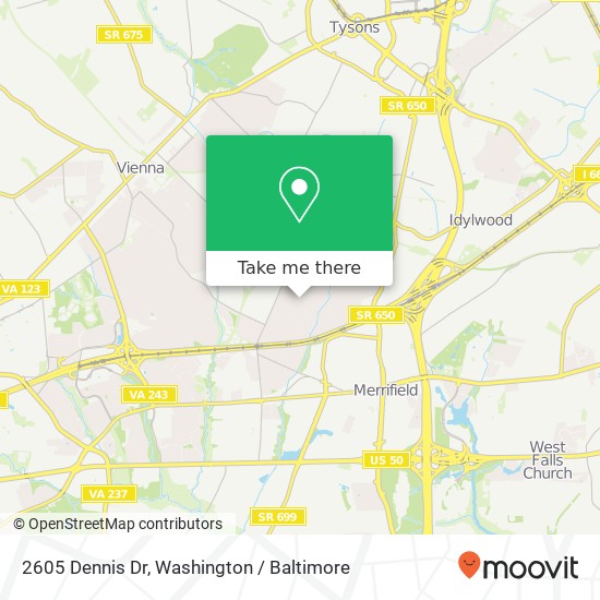 Mapa de 2605 Dennis Dr, Vienna, VA 22180