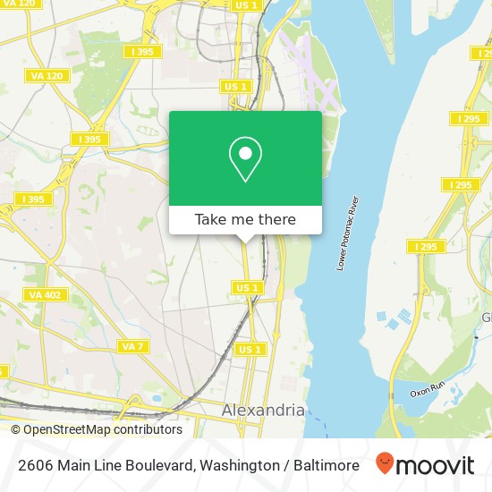 Mapa de 2606 Main Line Boulevard, 2606 Main Line Blvd, Alexandria, VA 22301, USA