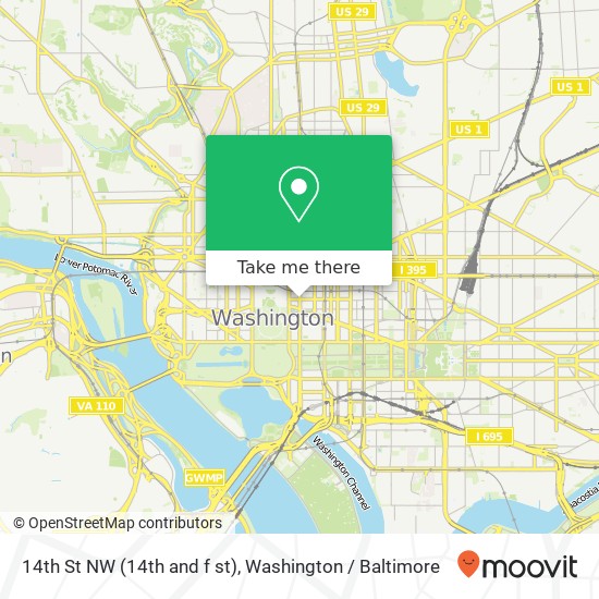 Mapa de 14th St NW (14th and f st), Washington, DC 20004