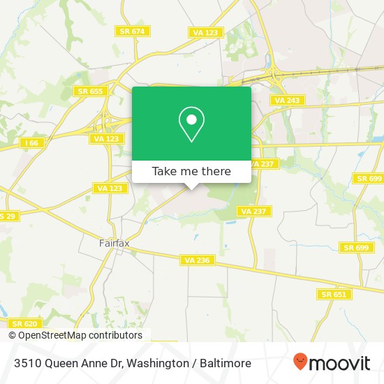 Mapa de 3510 Queen Anne Dr, Fairfax, VA 22030