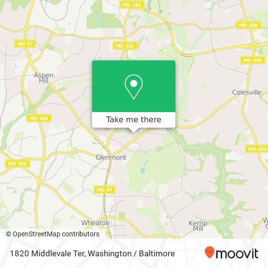 Mapa de 1820 Middlevale Ter, Silver Spring, MD 20906