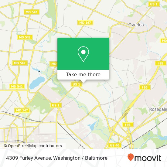 Mapa de 4309 Furley Avenue, 4309 Furley Ave, Baltimore, MD 21206, USA