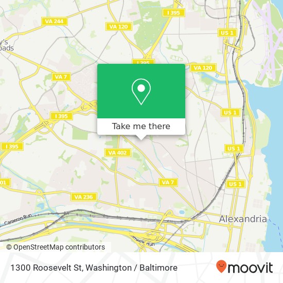 Mapa de 1300 Roosevelt St, Alexandria, VA 22302