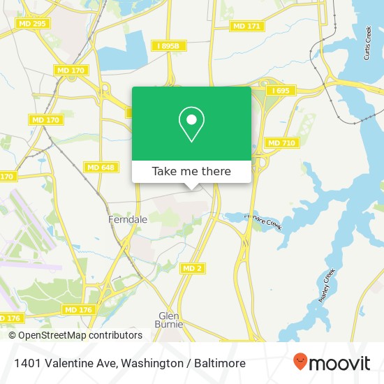 Mapa de 1401 Valentine Ave, Glen Burnie, MD 21061