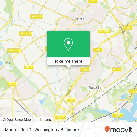 Mapa de Moores Run Dr, Baltimore, MD 21206