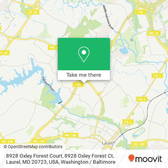 Mapa de 8928 Oxley Forest Court, 8928 Oxley Forest Ct, Laurel, MD 20723, USA