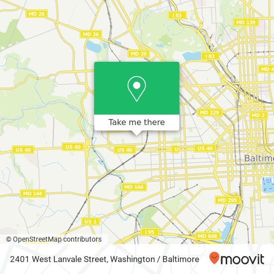 Mapa de 2401 West Lanvale Street, 2401 W Lanvale St, Baltimore, MD 21216, USA