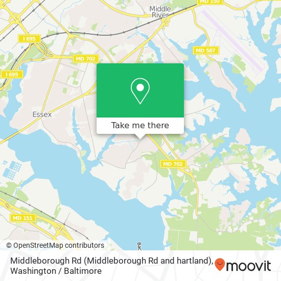 Mapa de Middleborough Rd (Middleborough Rd and hartland), Essex, MD 21221